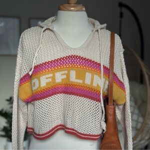 OFFLINE By Aerie Crochet Sweater in 
Toasted Coconut Size S